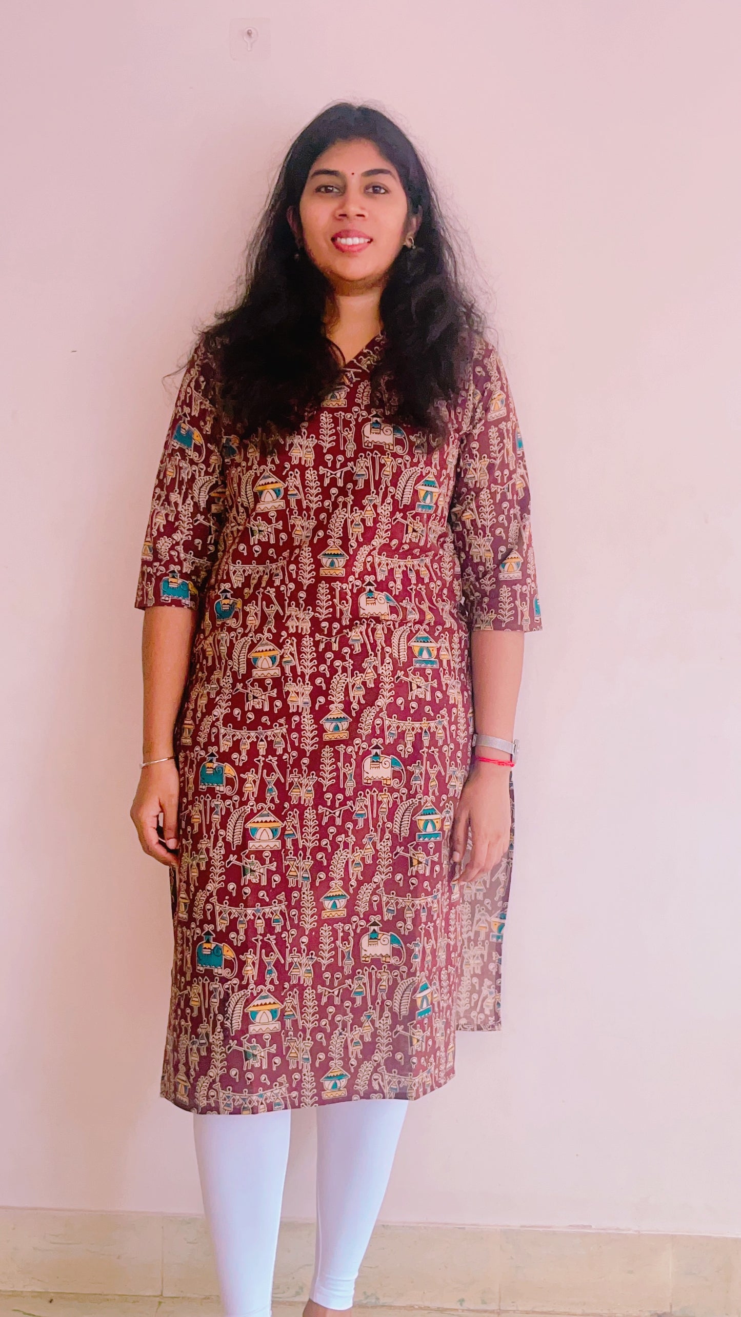 Brown kalamkari kurti