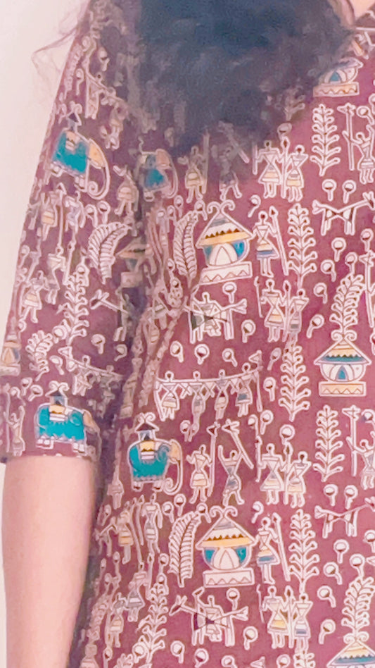 Brown kalamkari kurti