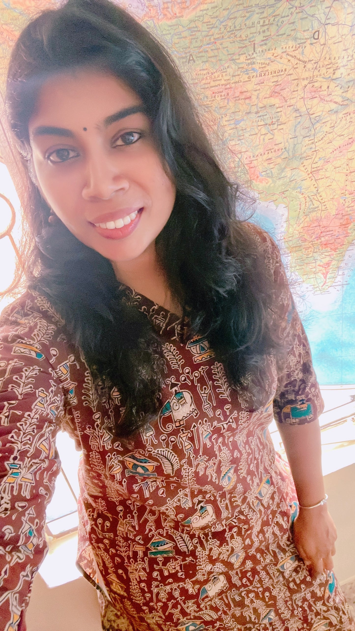 Brown kalamkari kurti