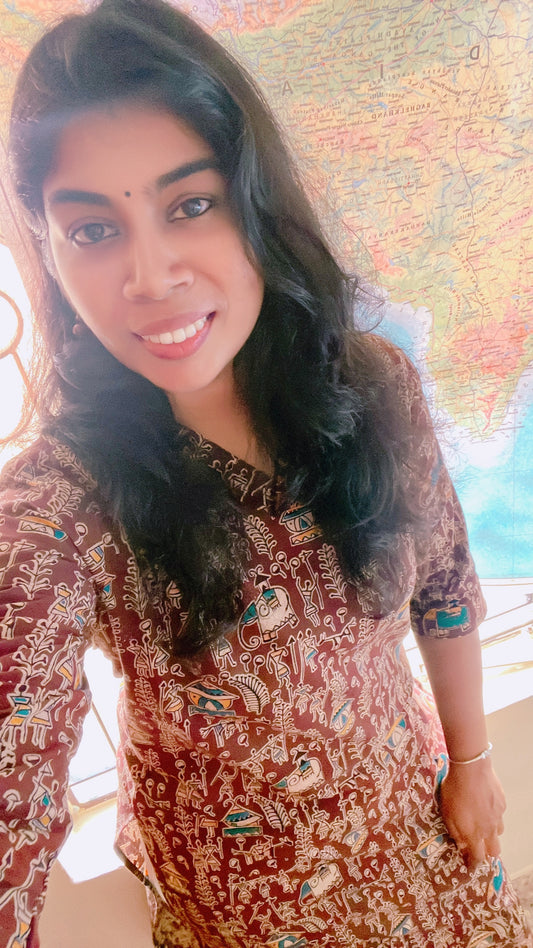 Brown kalamkari kurti