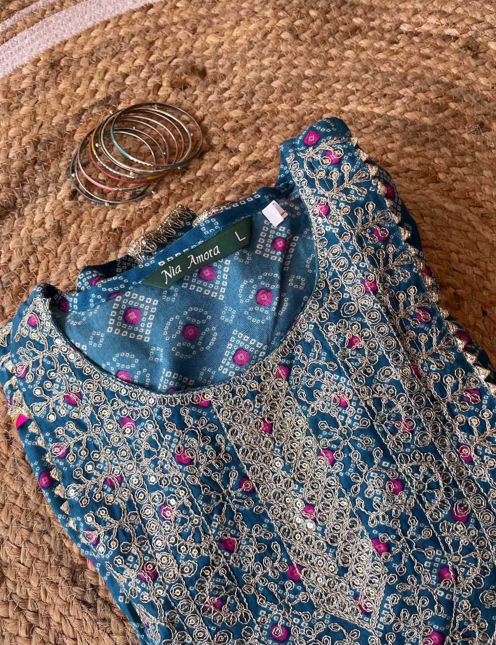 Blue Cotton Umbrella Kurti