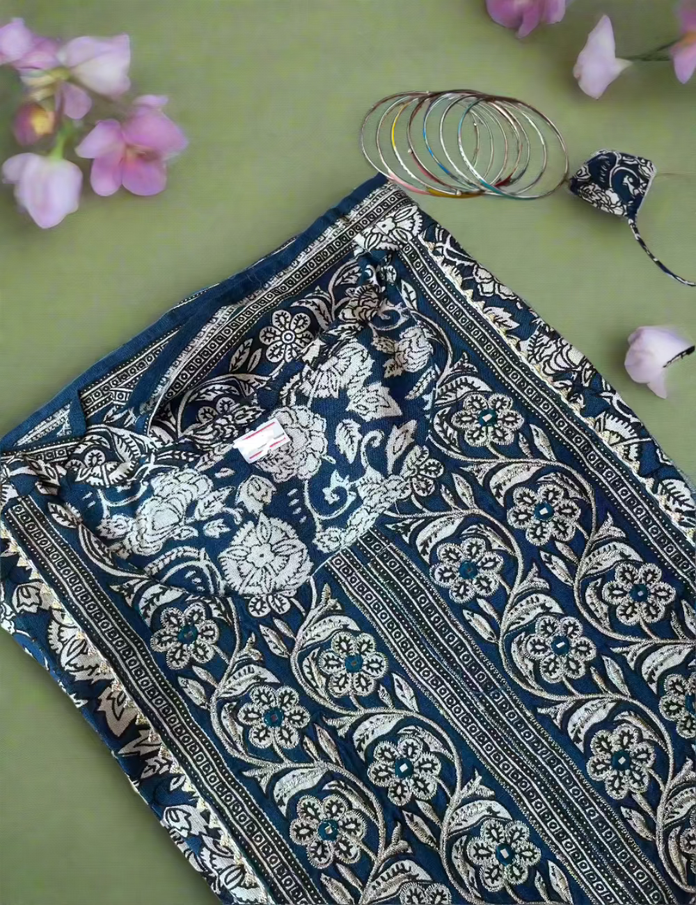 Light Navy Cotton Umbrella Kurti