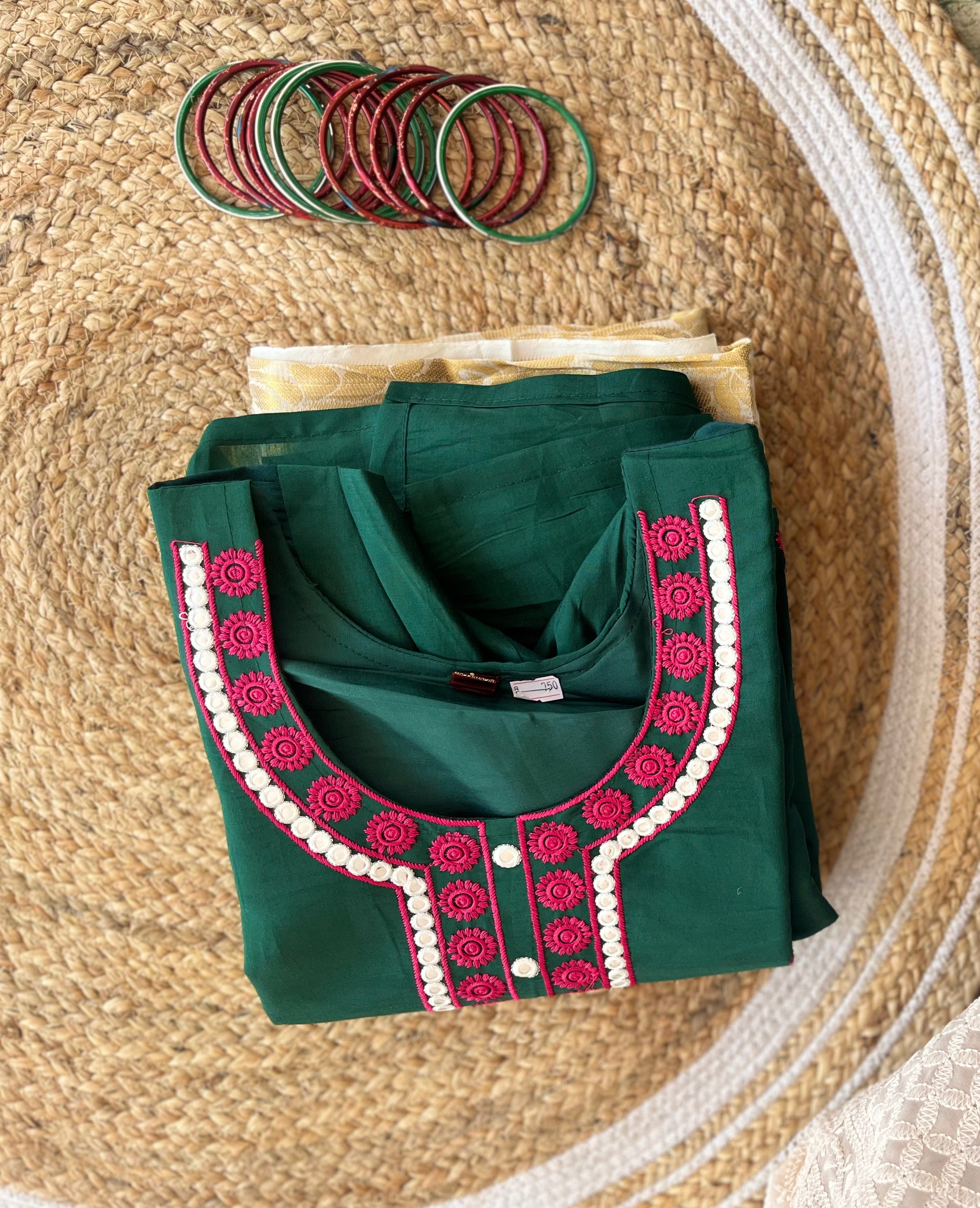 Green Semi Silk Suit