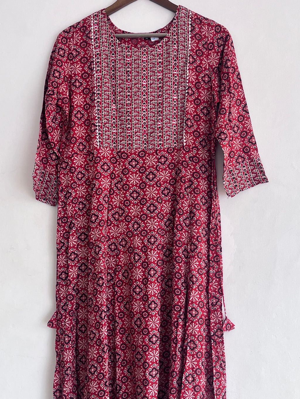 Red Yoke work Umbrella Kurti