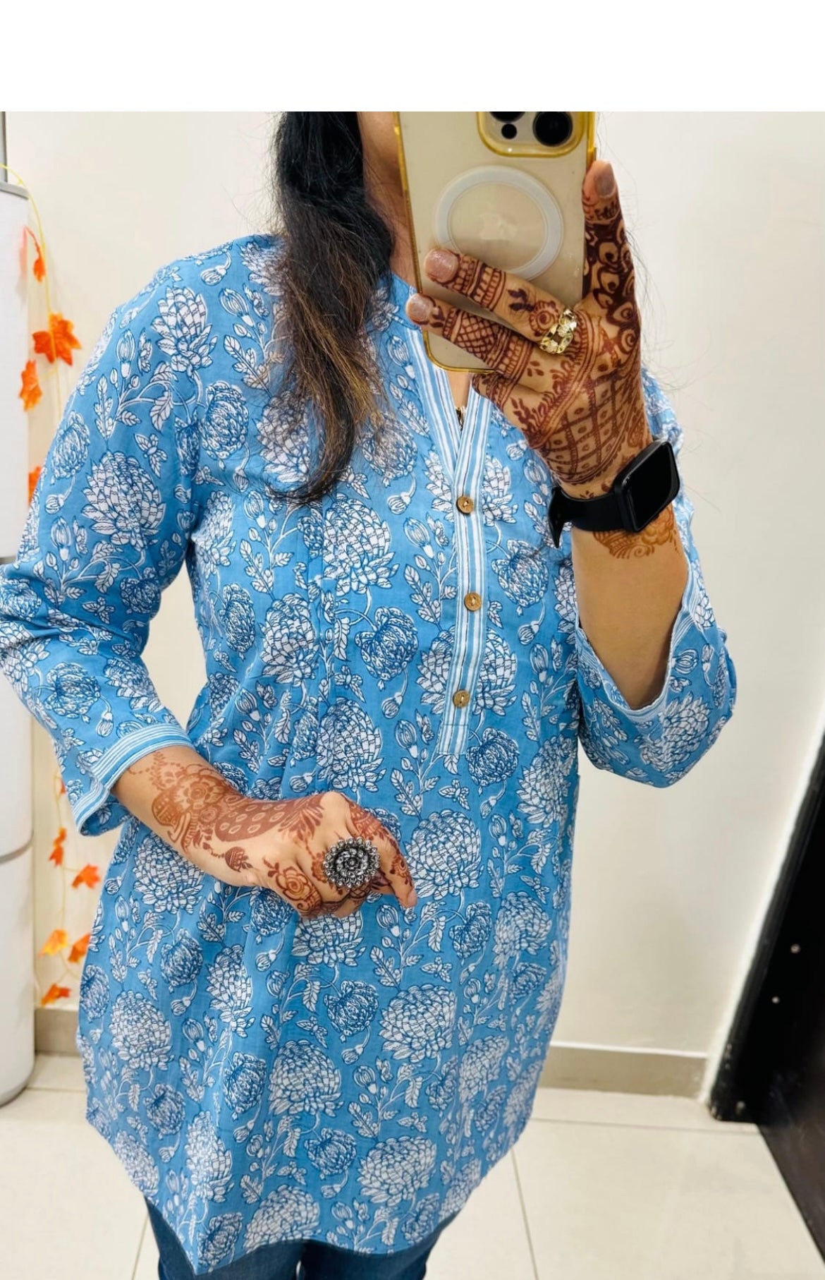 Powder Blue Short Kurti