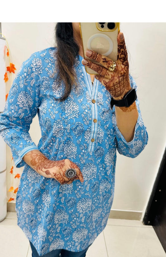 Powder Blue Short Kurti