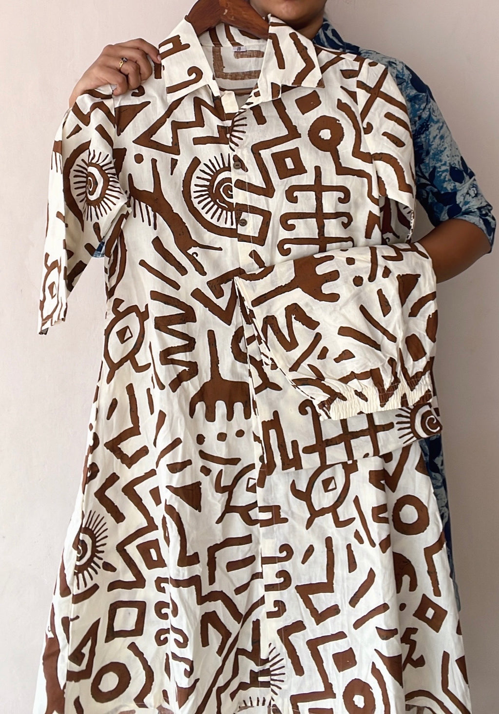 White with brown cotton co ord set