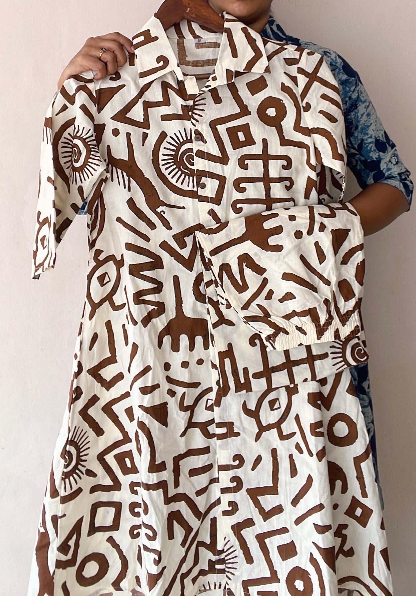 White with brown cotton co ord set