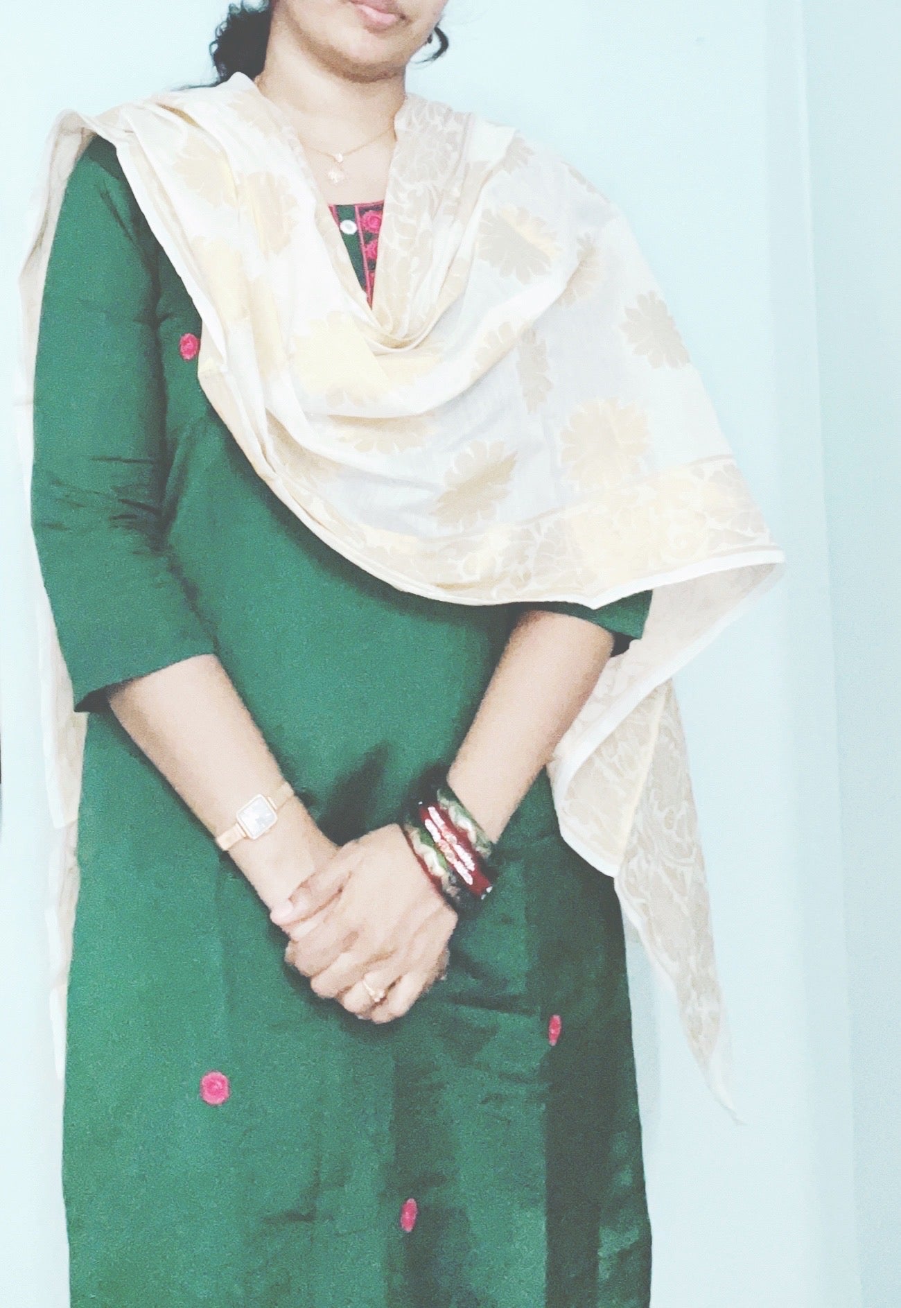 Green Semi Silk Suit