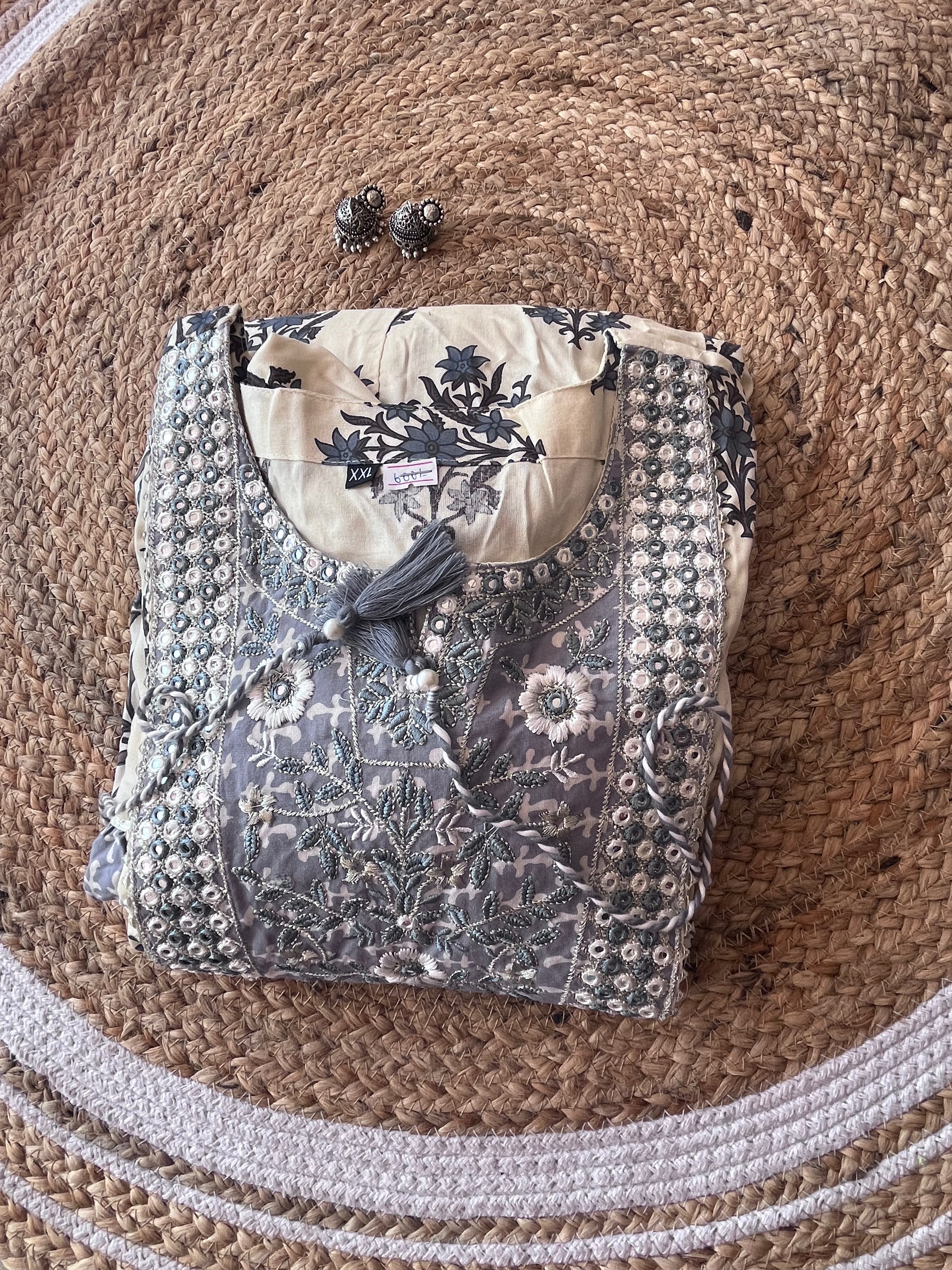 White and Grey Umbrella Kurti