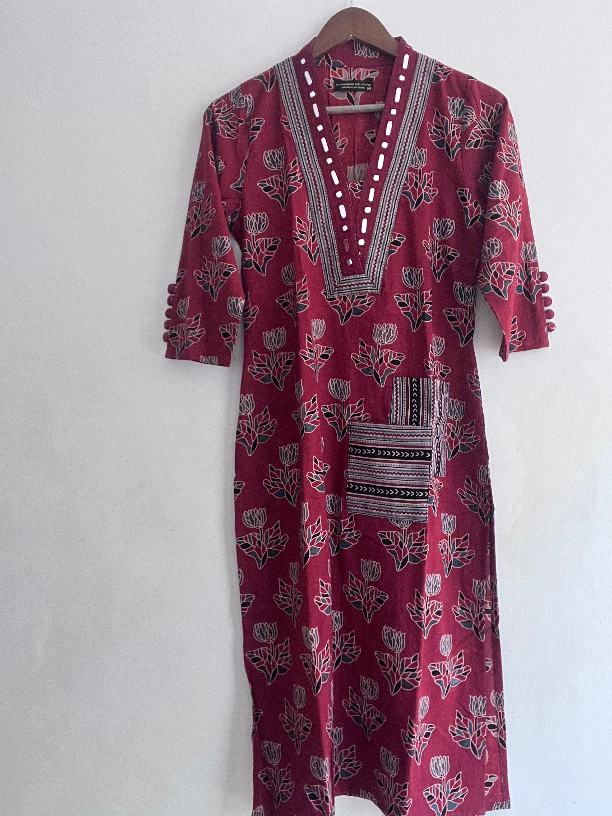 Red Ajrakh Kurti