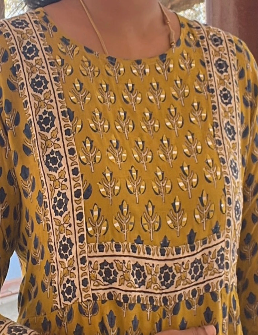 Yellow Cotton Umbrella Kurti