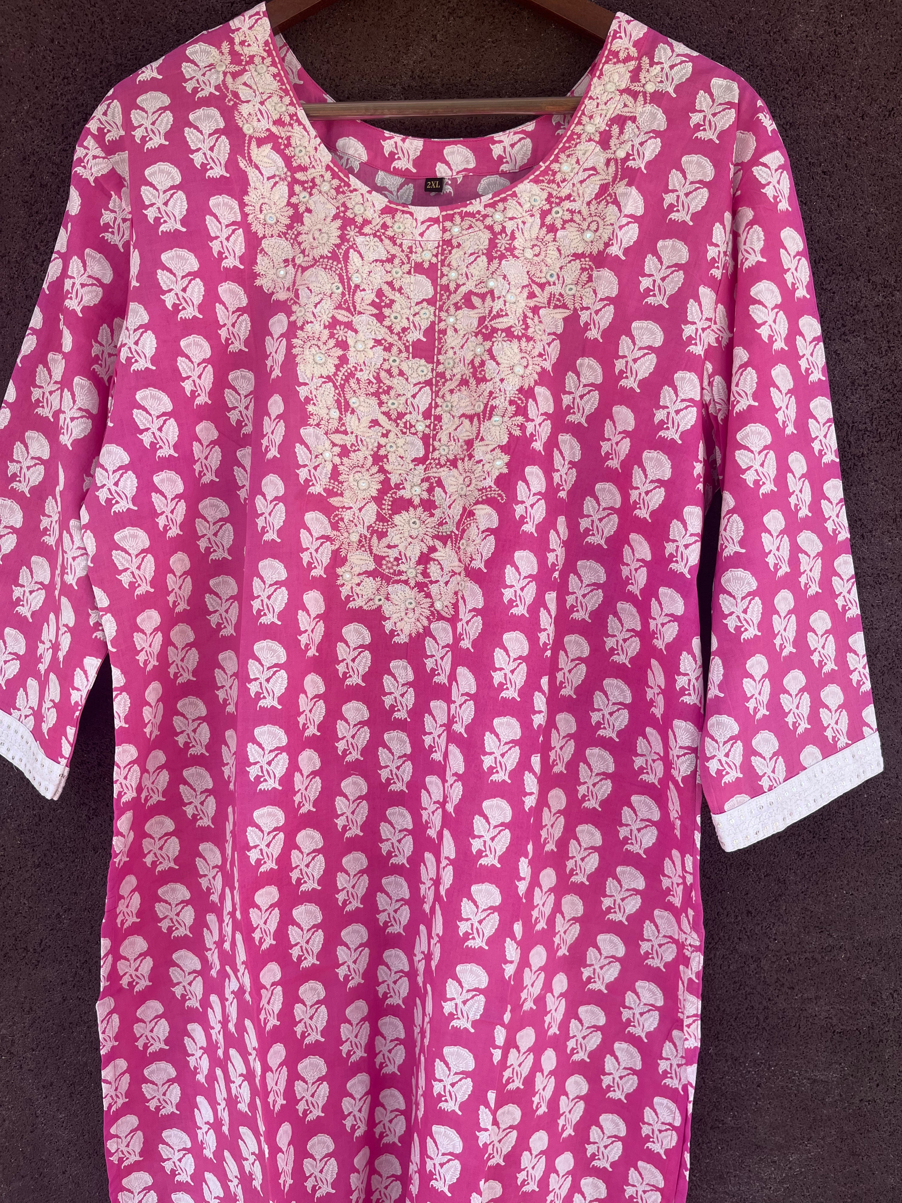 Pink Chikankari kurti