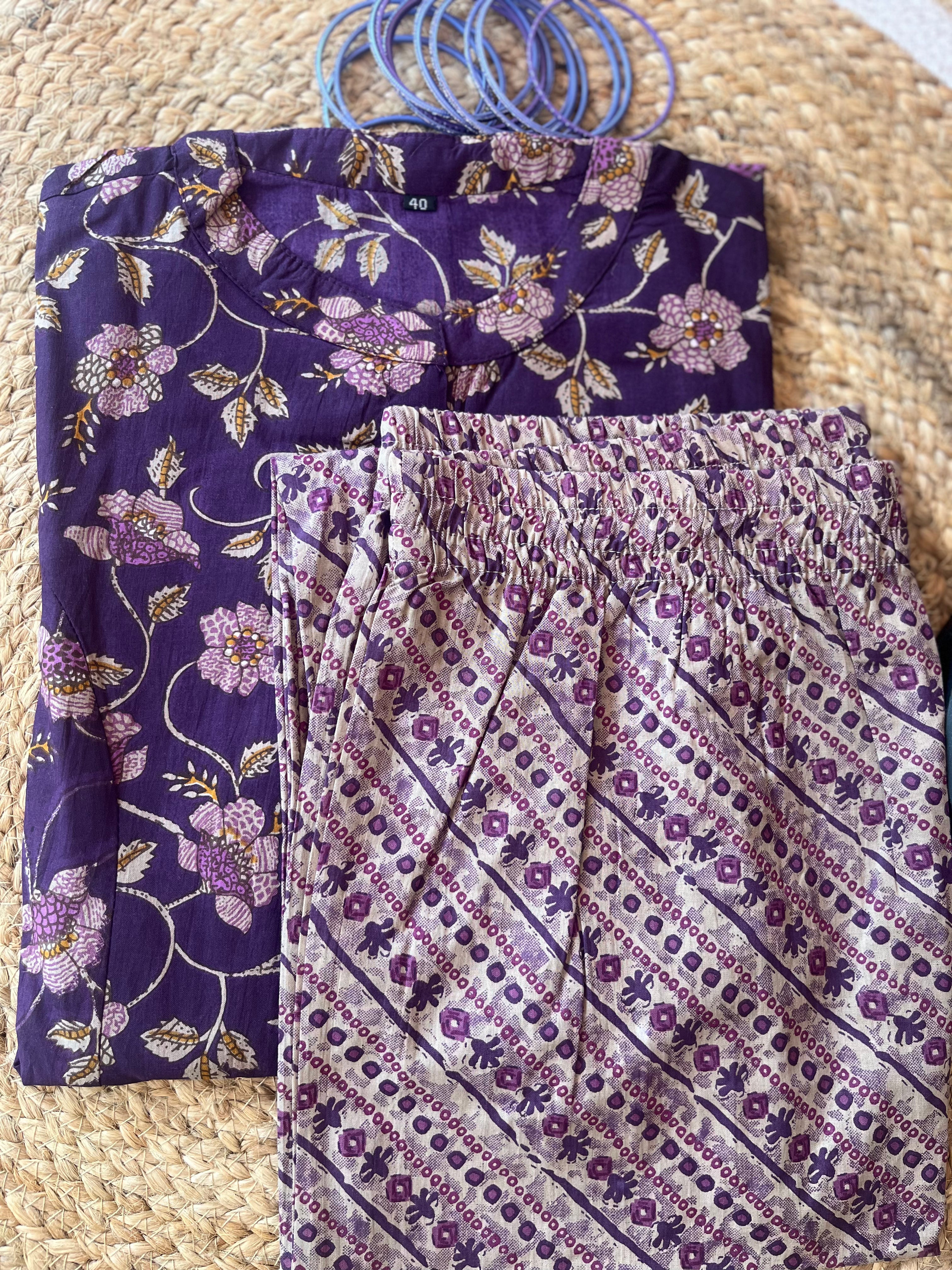 Purple cotton co ord set