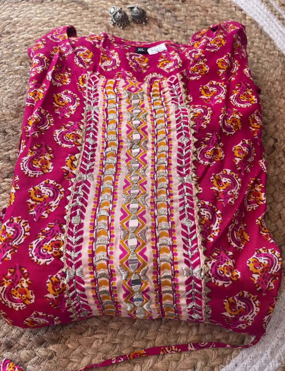 Dark Pink Umbrella Rayon Cotton Kurti