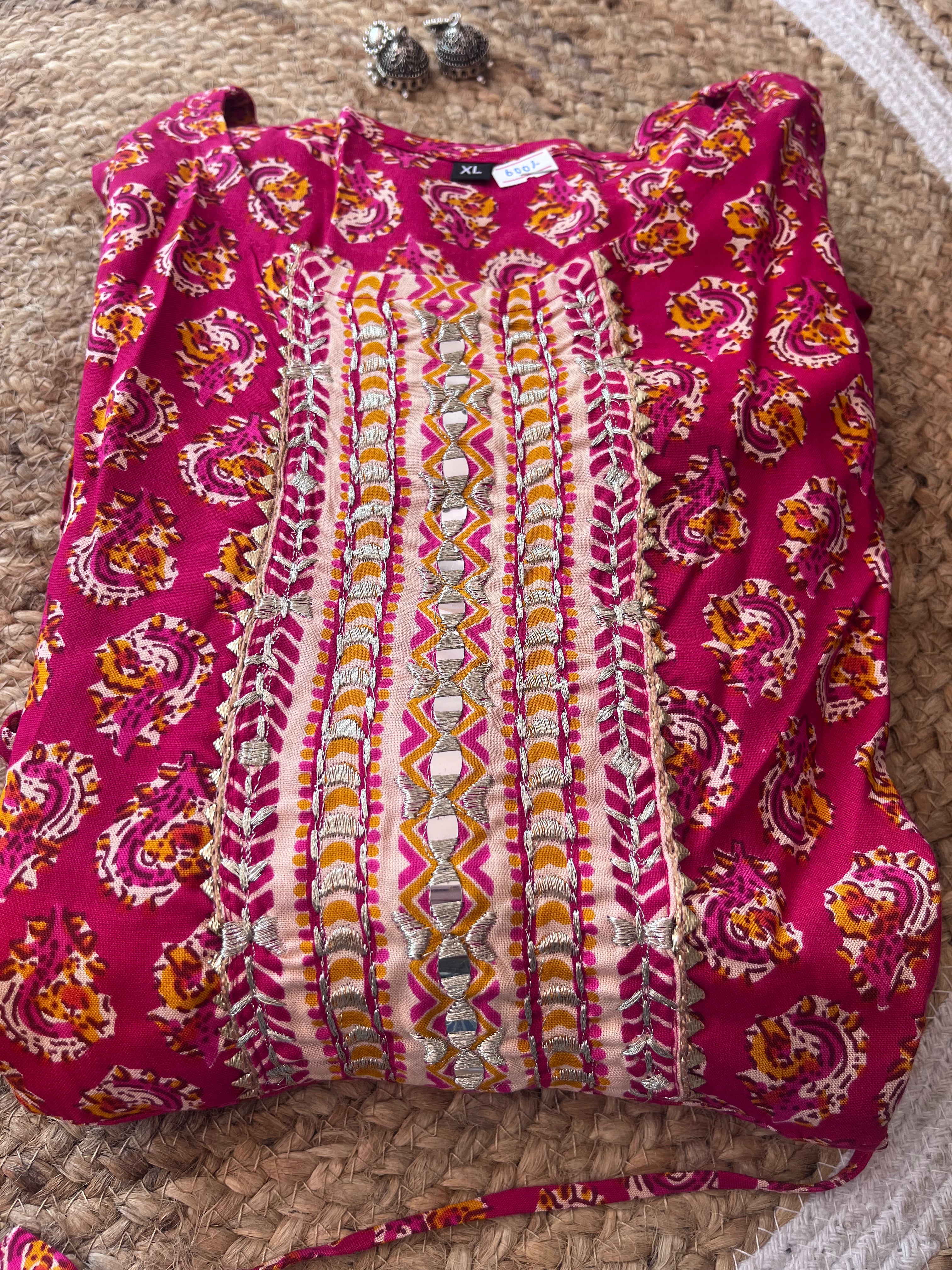 Dark pink Umbrella kurti