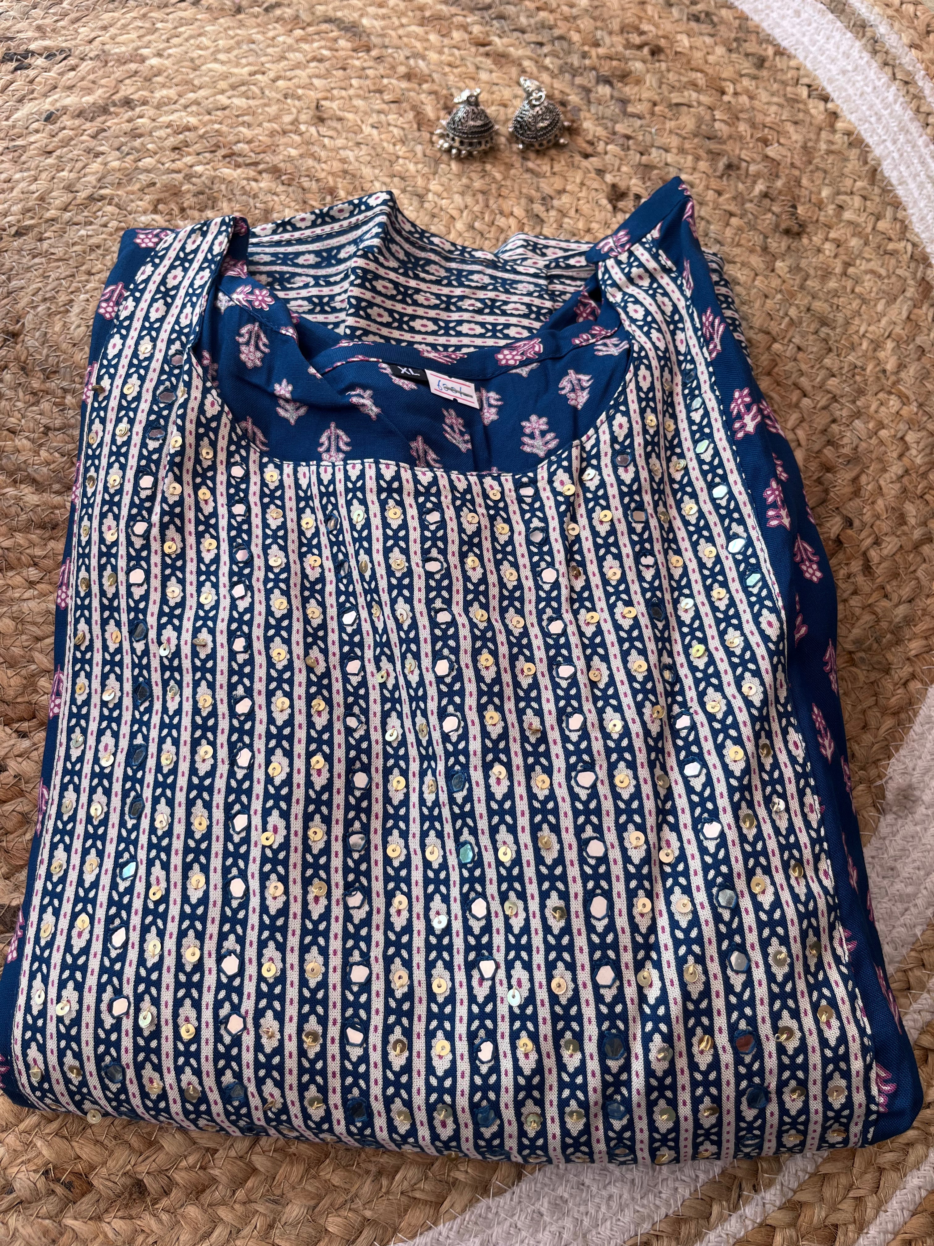 Beautiful blue with yoke umbrella kurti