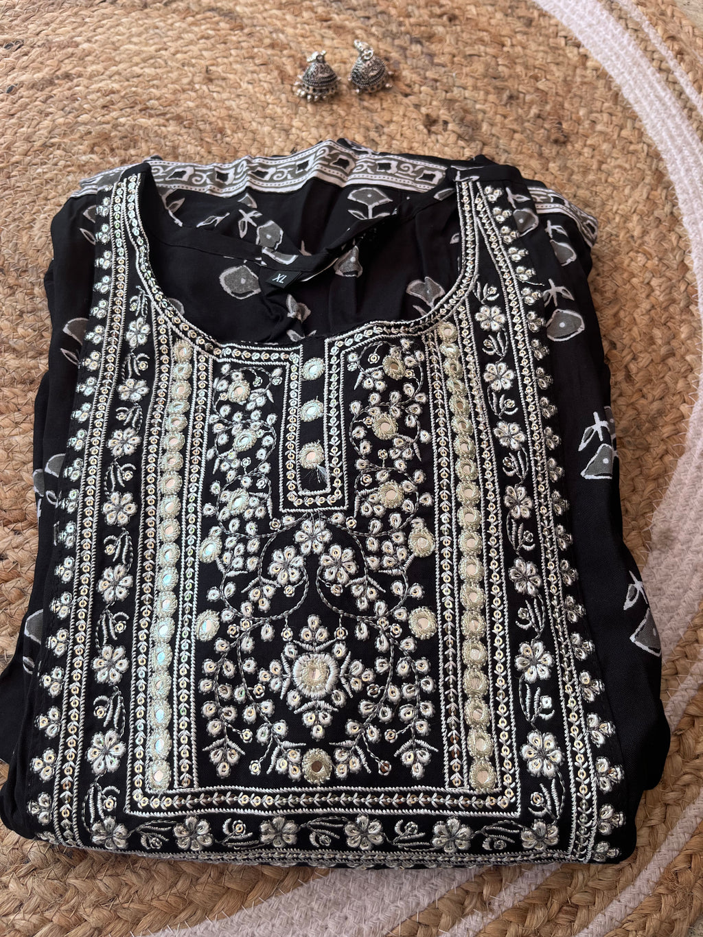 Pure black and white umbrella kurti