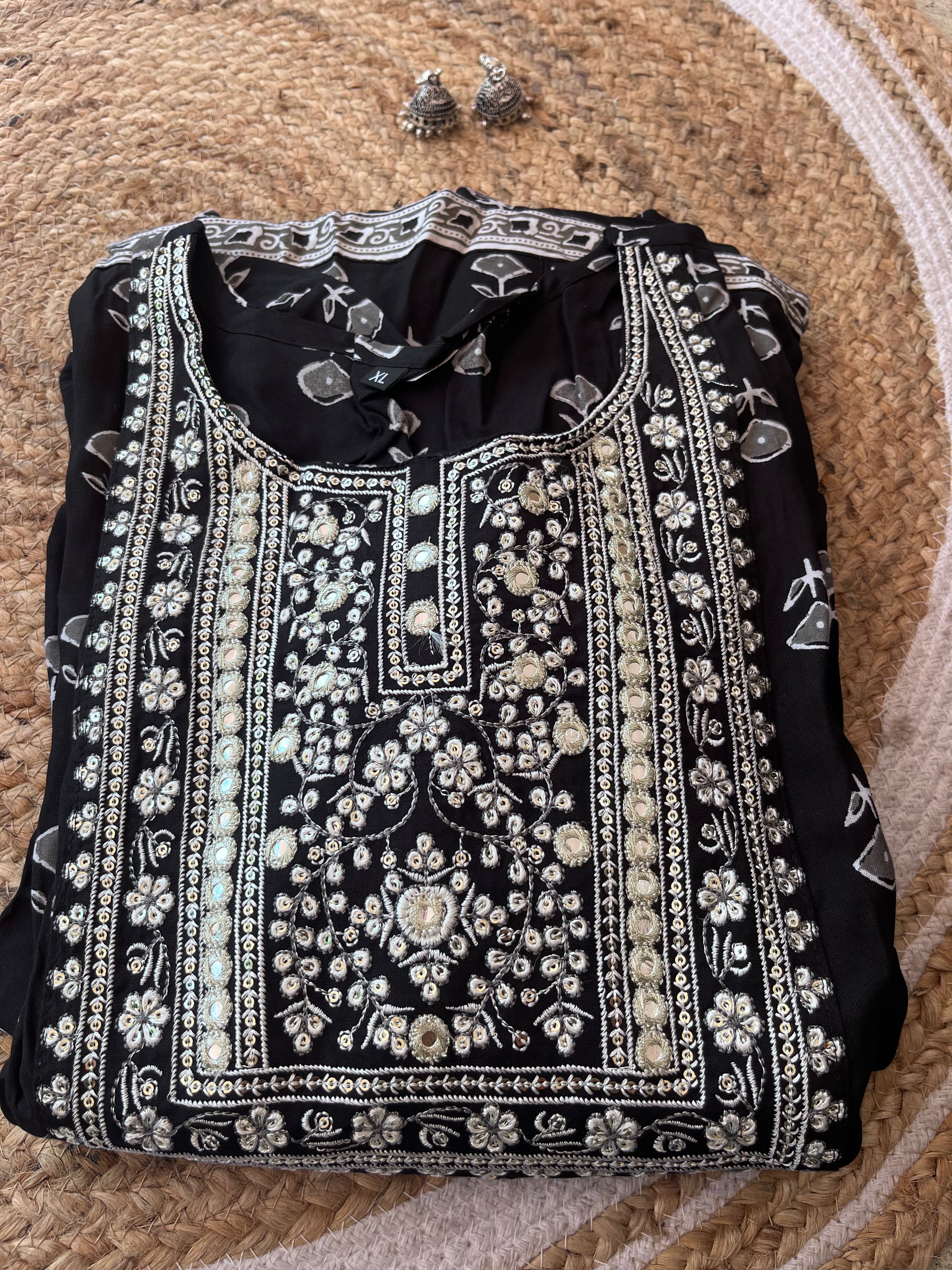 Pure black and white umbrella kurti