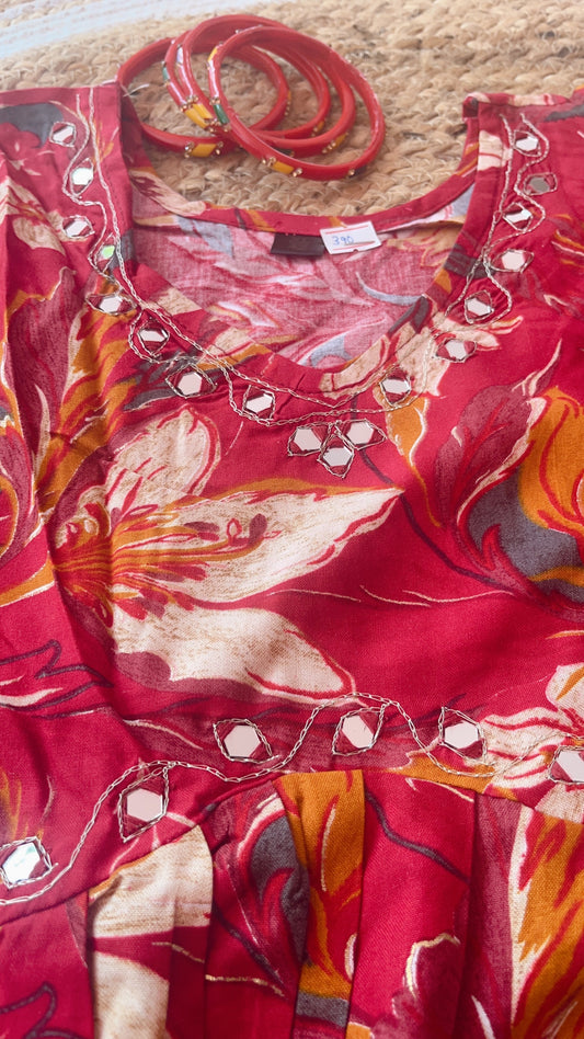 Deep Pink Alia Cut Kurti