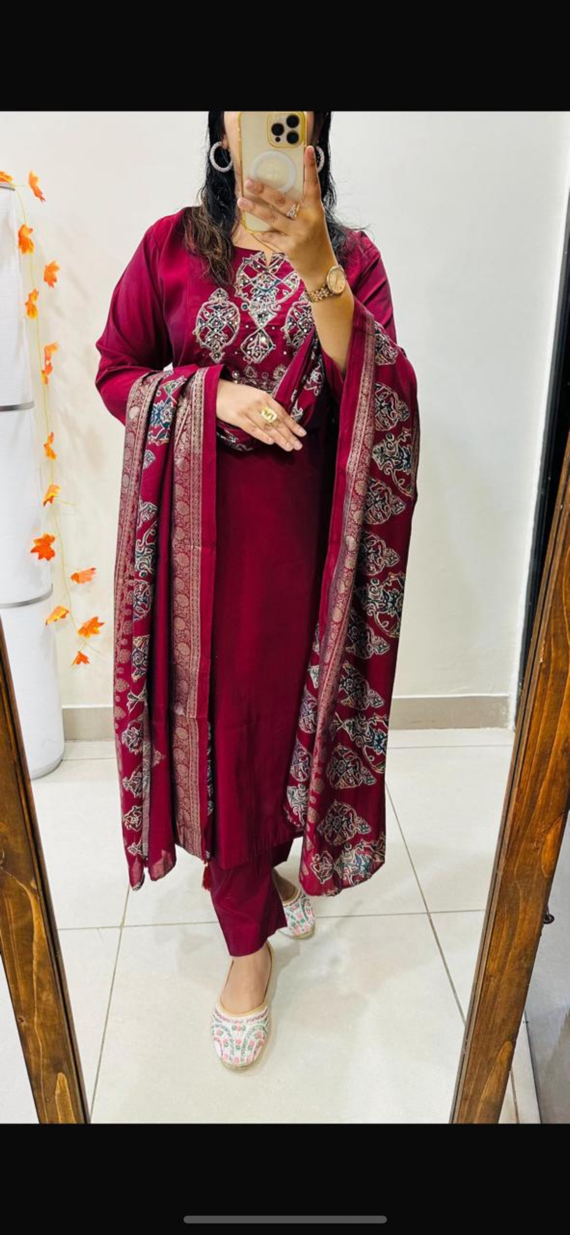 Beautiful Majenta Silk cotton 3 piece suit