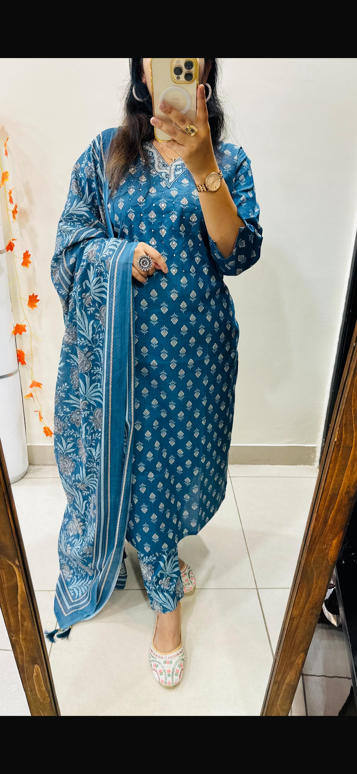 Teal Blue 3 piece cotton suit set