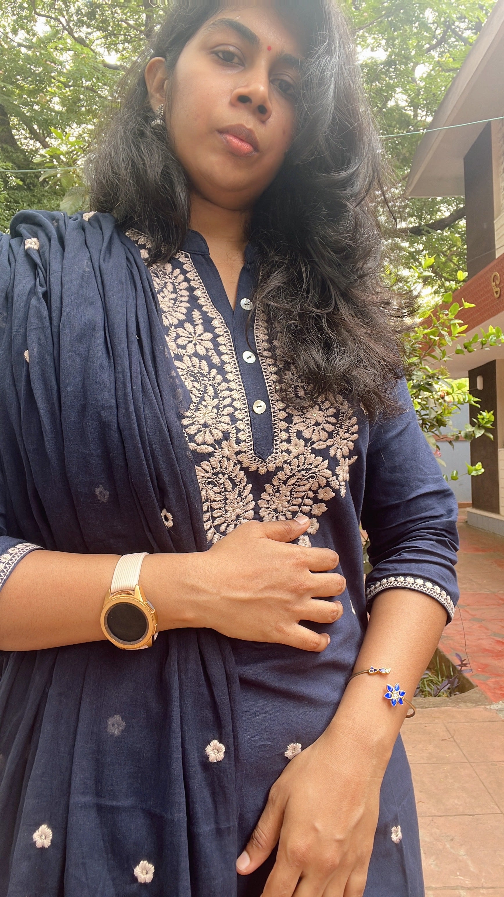 Blue pure cotton 3 piece suit set