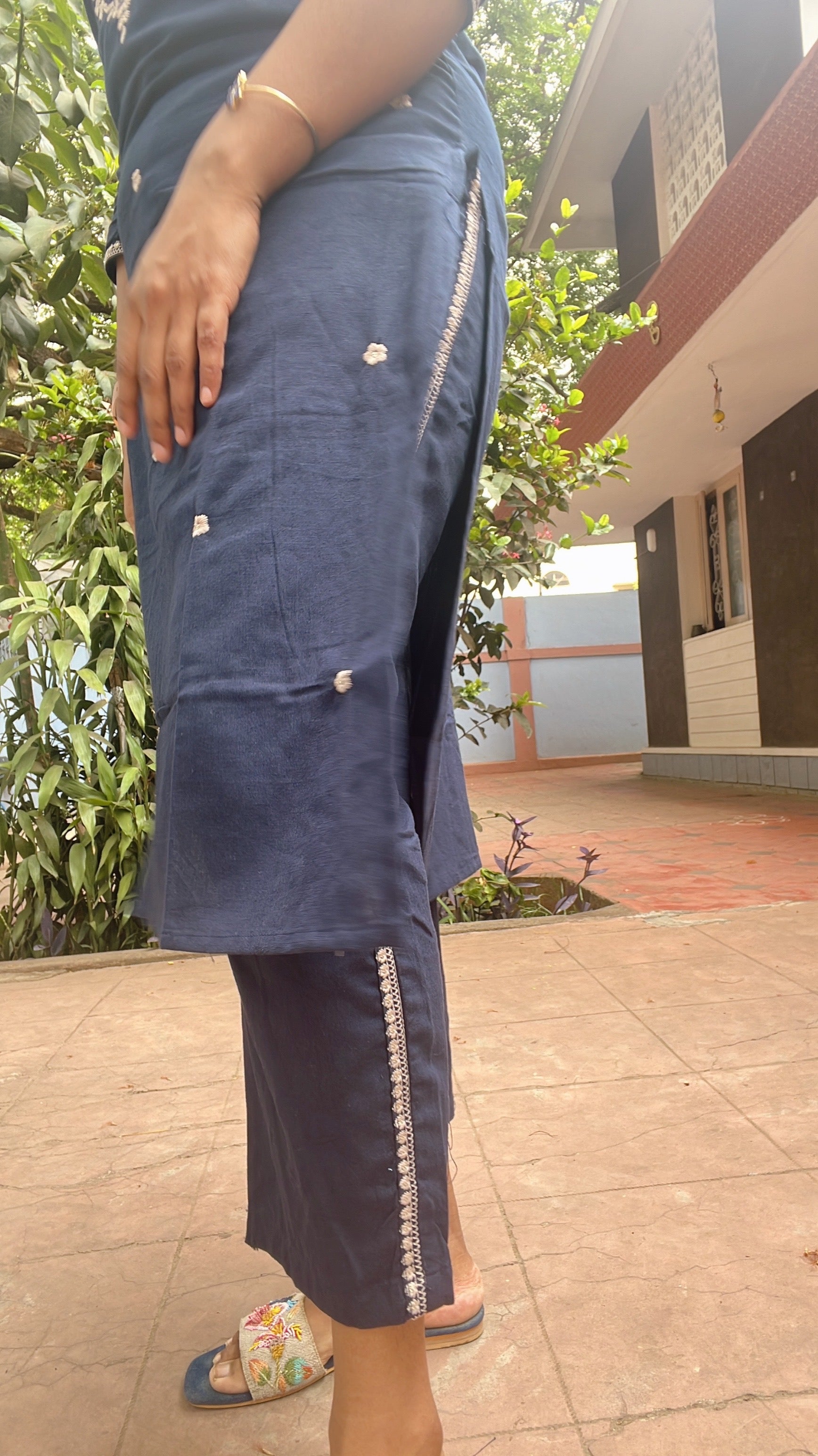 Blue pure cotton 3 piece suit set