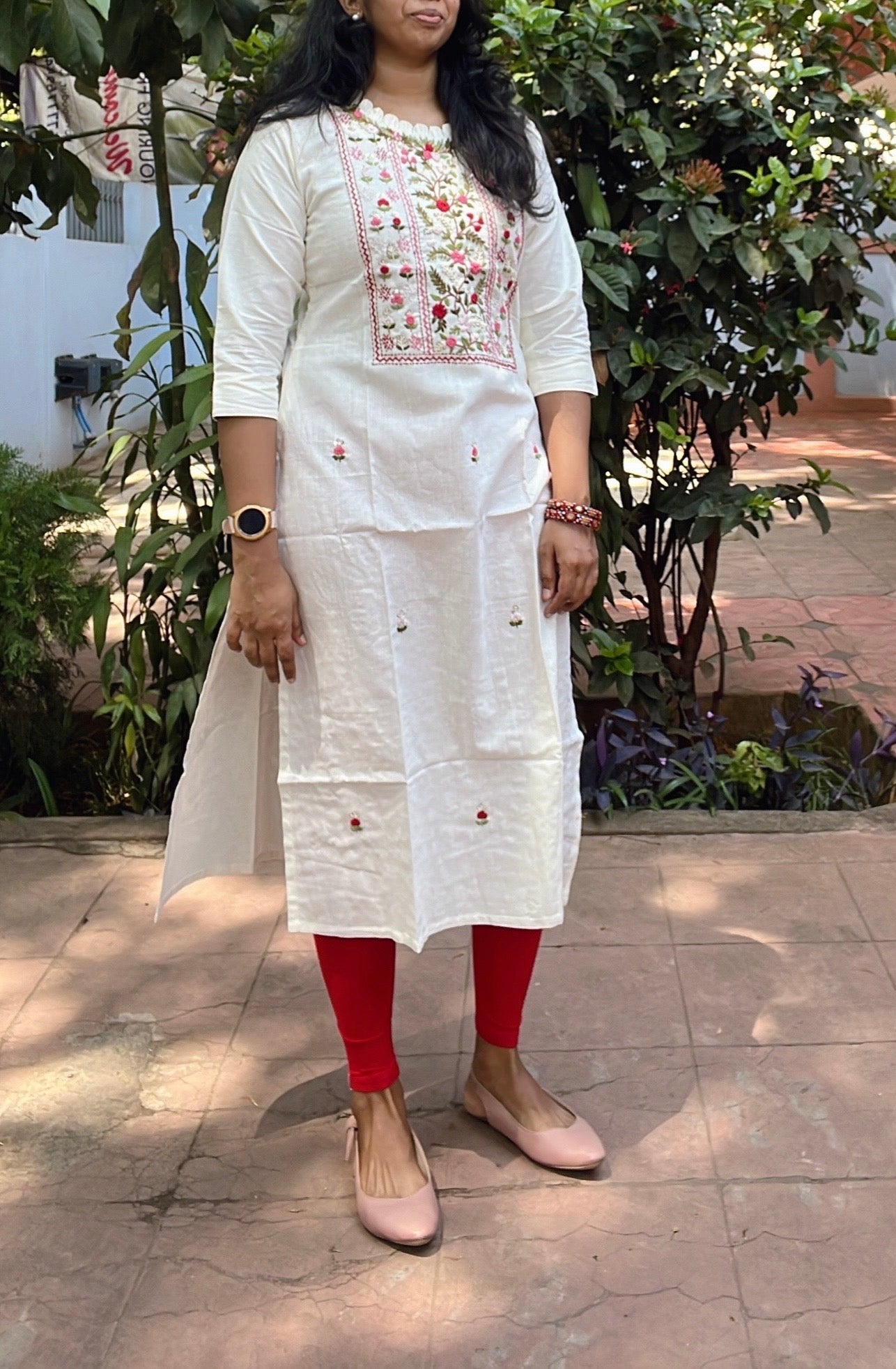 White Hand Embroidered Kurti
