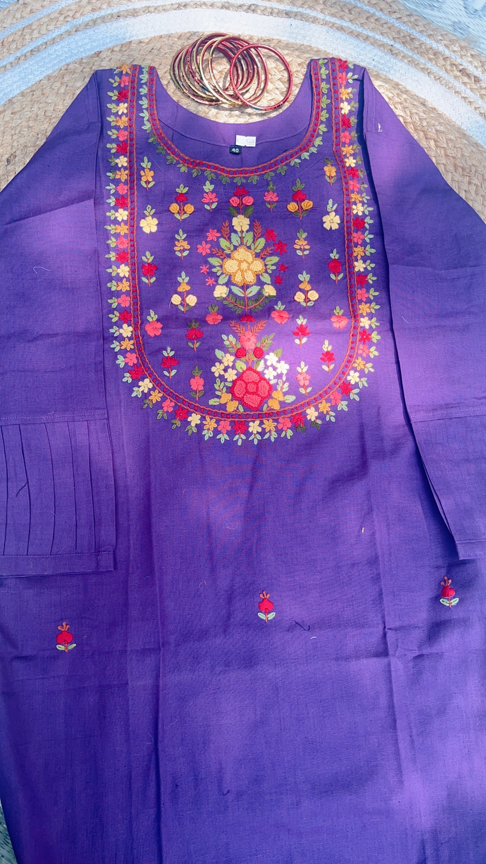 Purple Hand EMbroidered Kurti