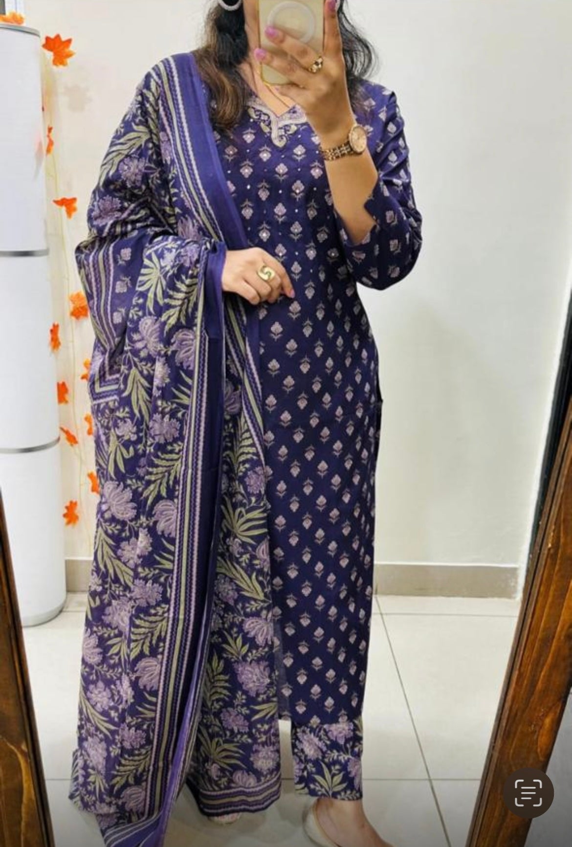 Purple Cotton Suit Set