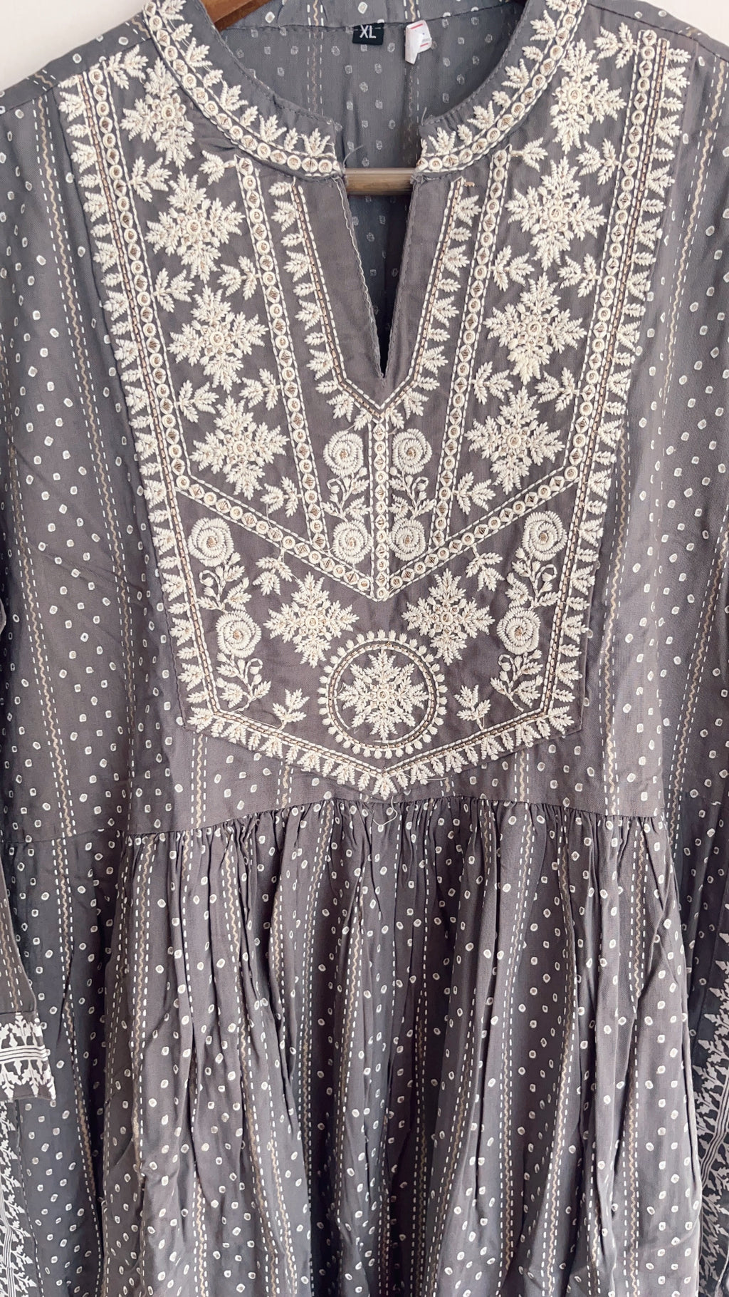 Grey and white anarkali kurti