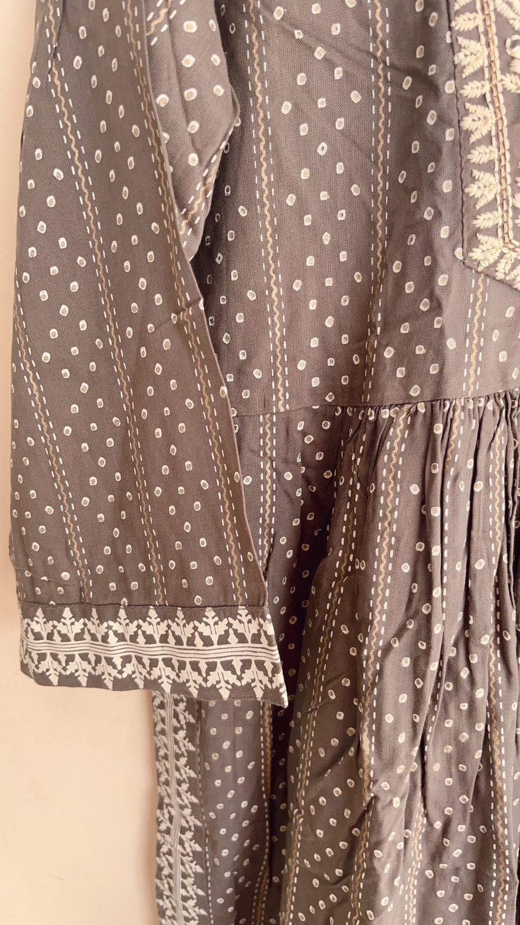 Grey and white anarkali kurti