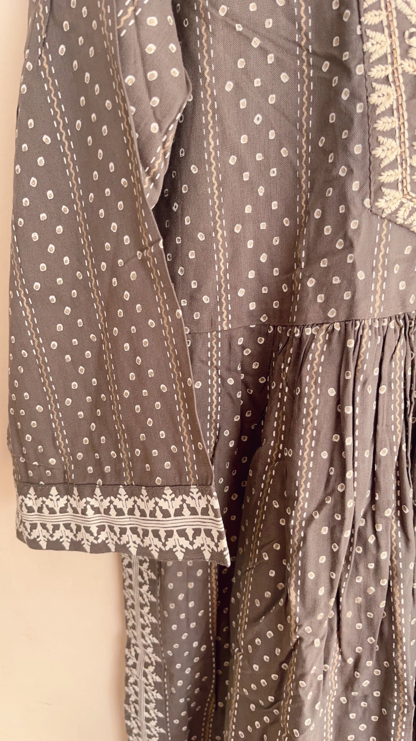 Grey and white anarkali kurti