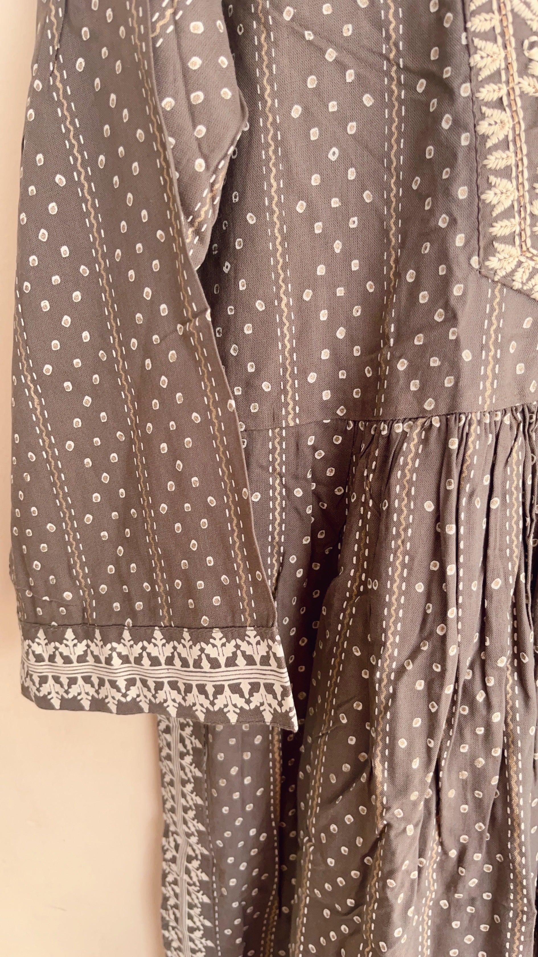 Grey and white anarkali kurti