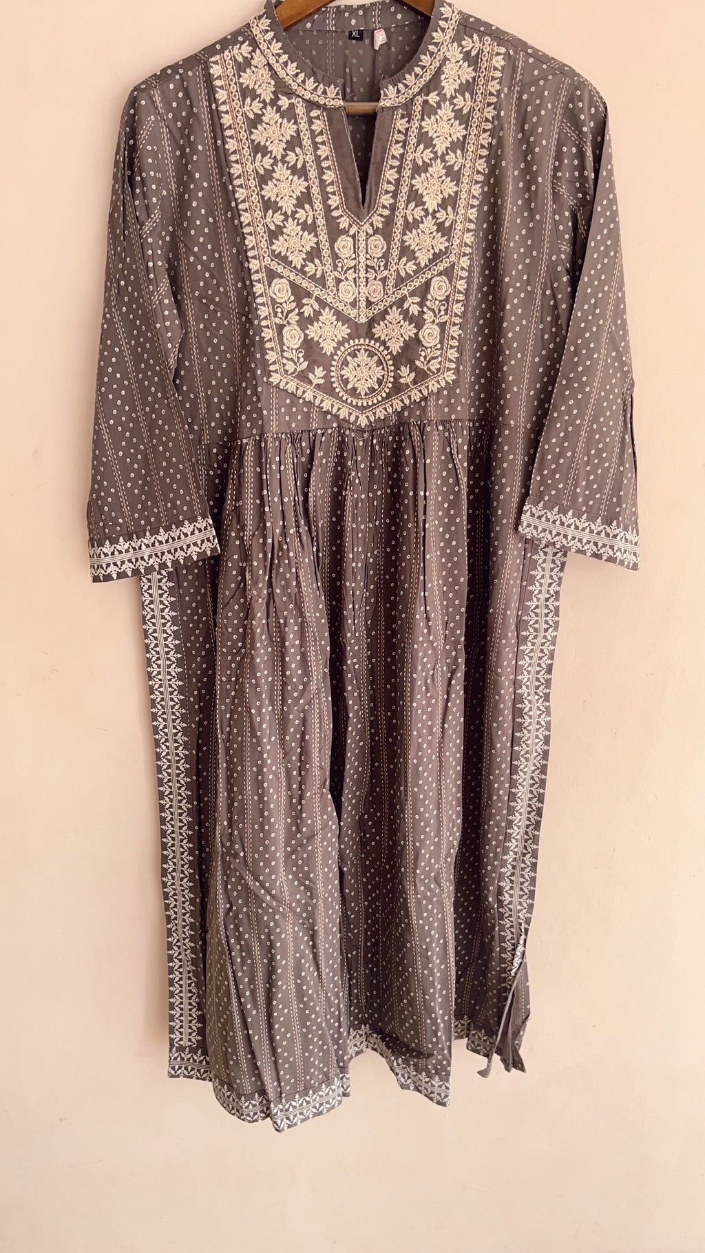 Grey and white anarkali kurti