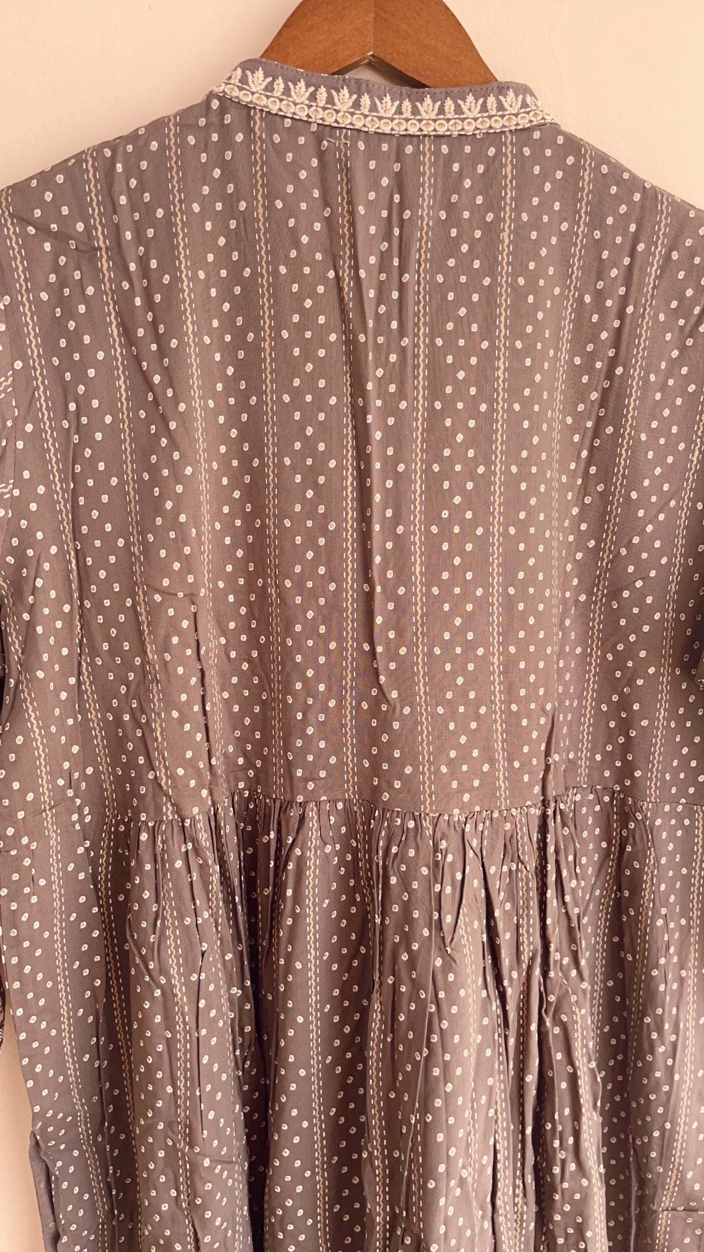 Grey and white anarkali kurti