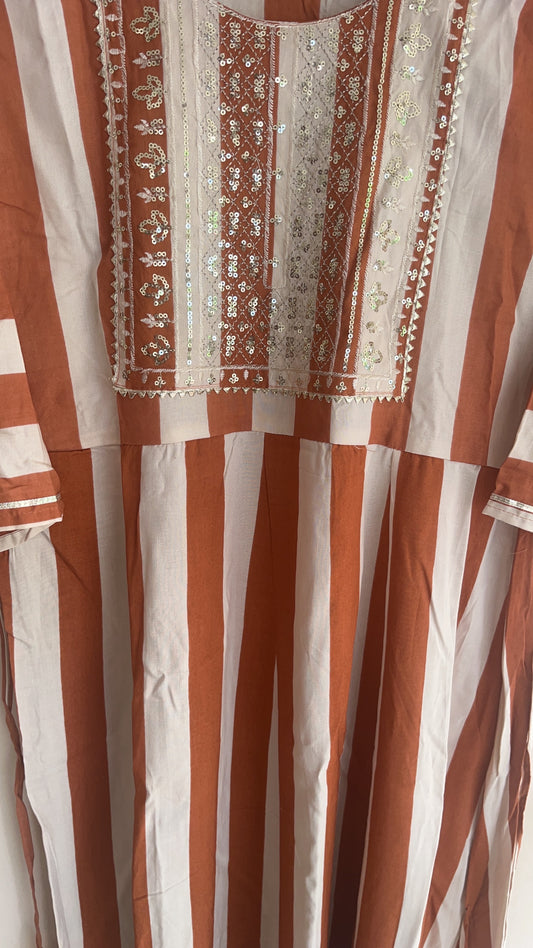 Cotton Stripes Umbrella Kurti
