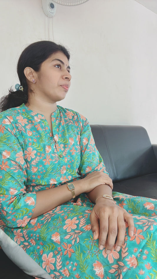 Teal Bluish Green Kurti