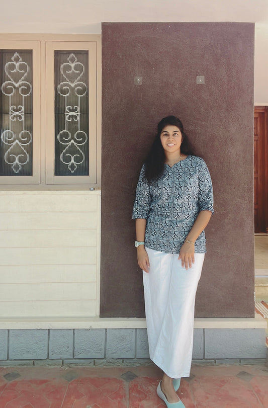 Indigo Blue Cotton Short Kurti