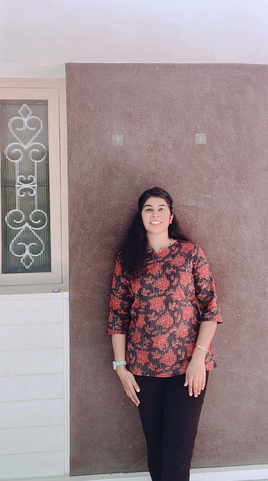 Black Cotton Short Kurti