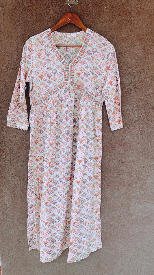 Alia Cut White Print Kurti