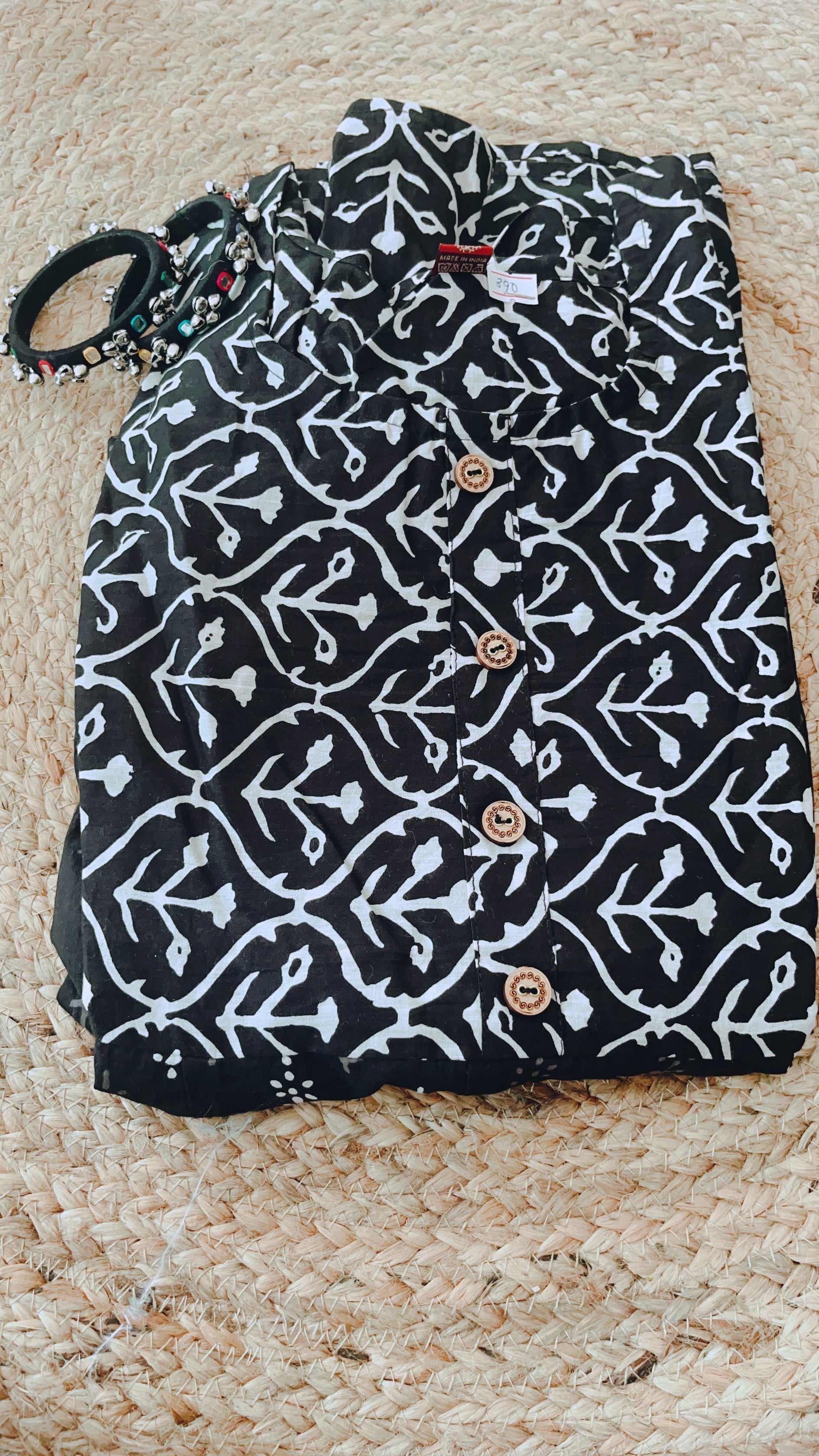 Black and White Anarkali Kurti