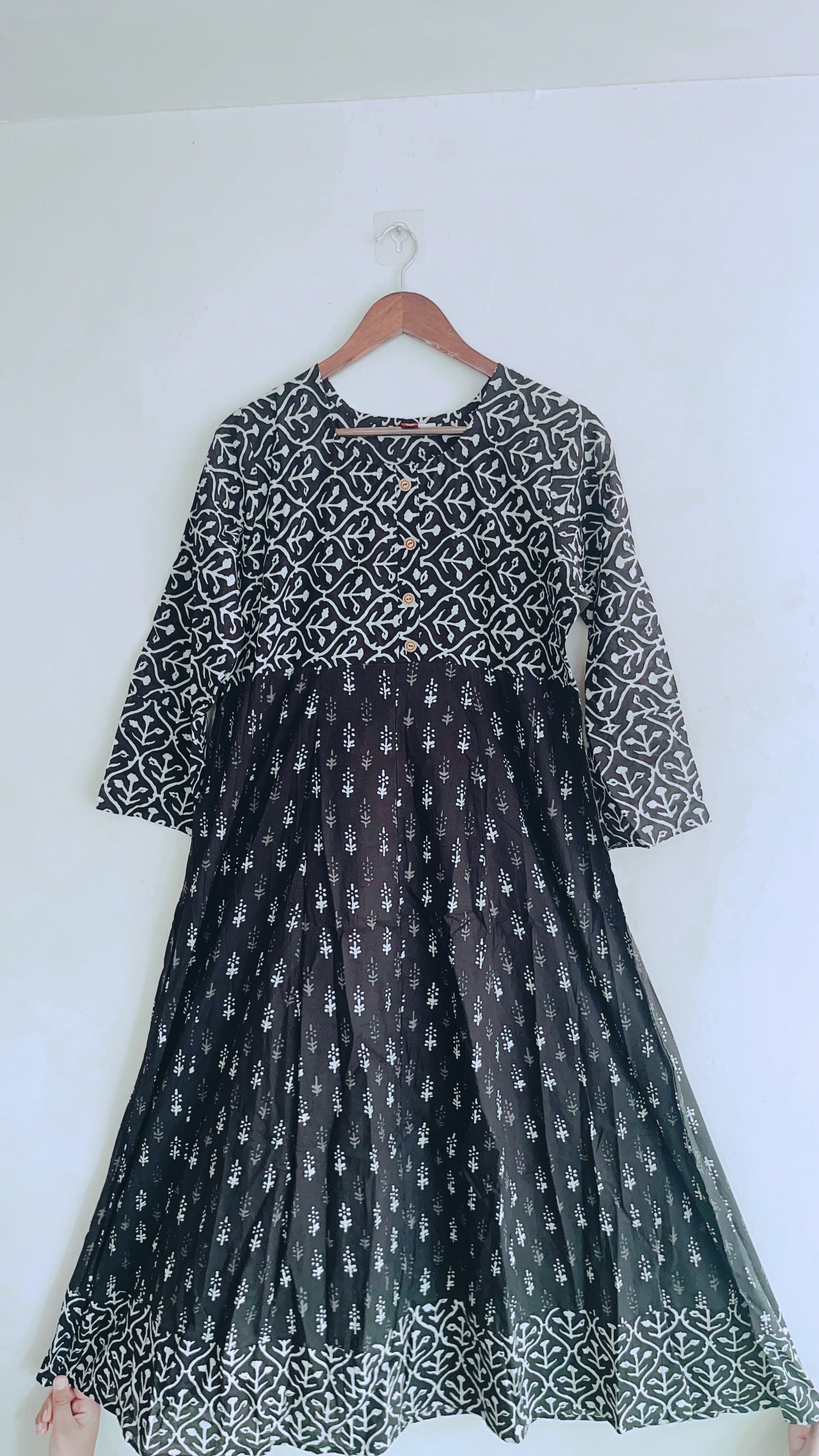 Black and White Anarkali Kurti