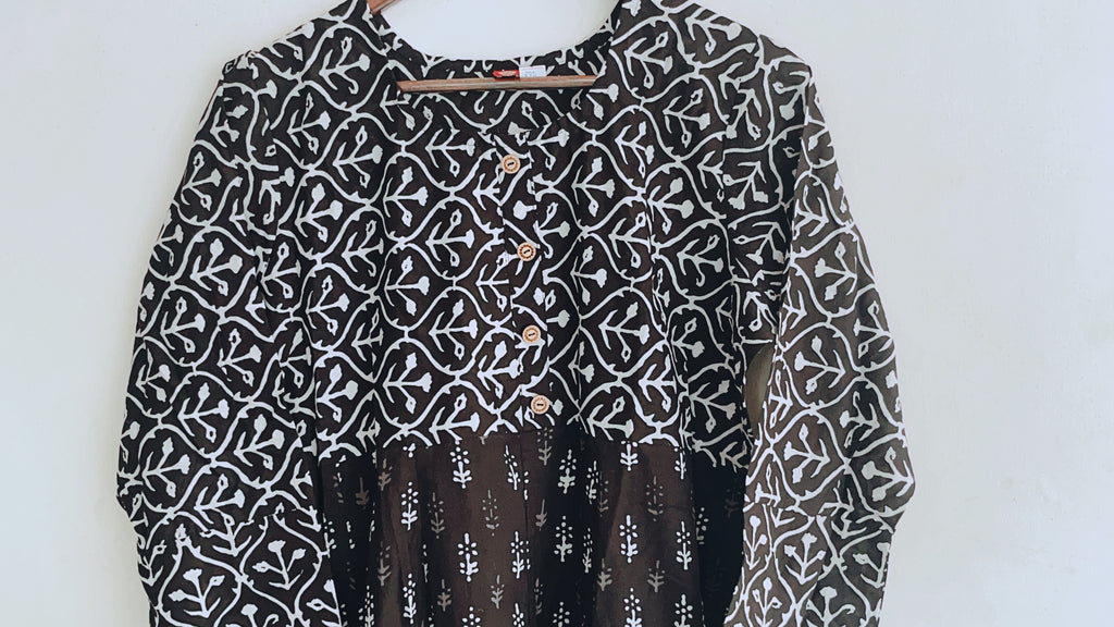 Black and White Anarkali Kurti