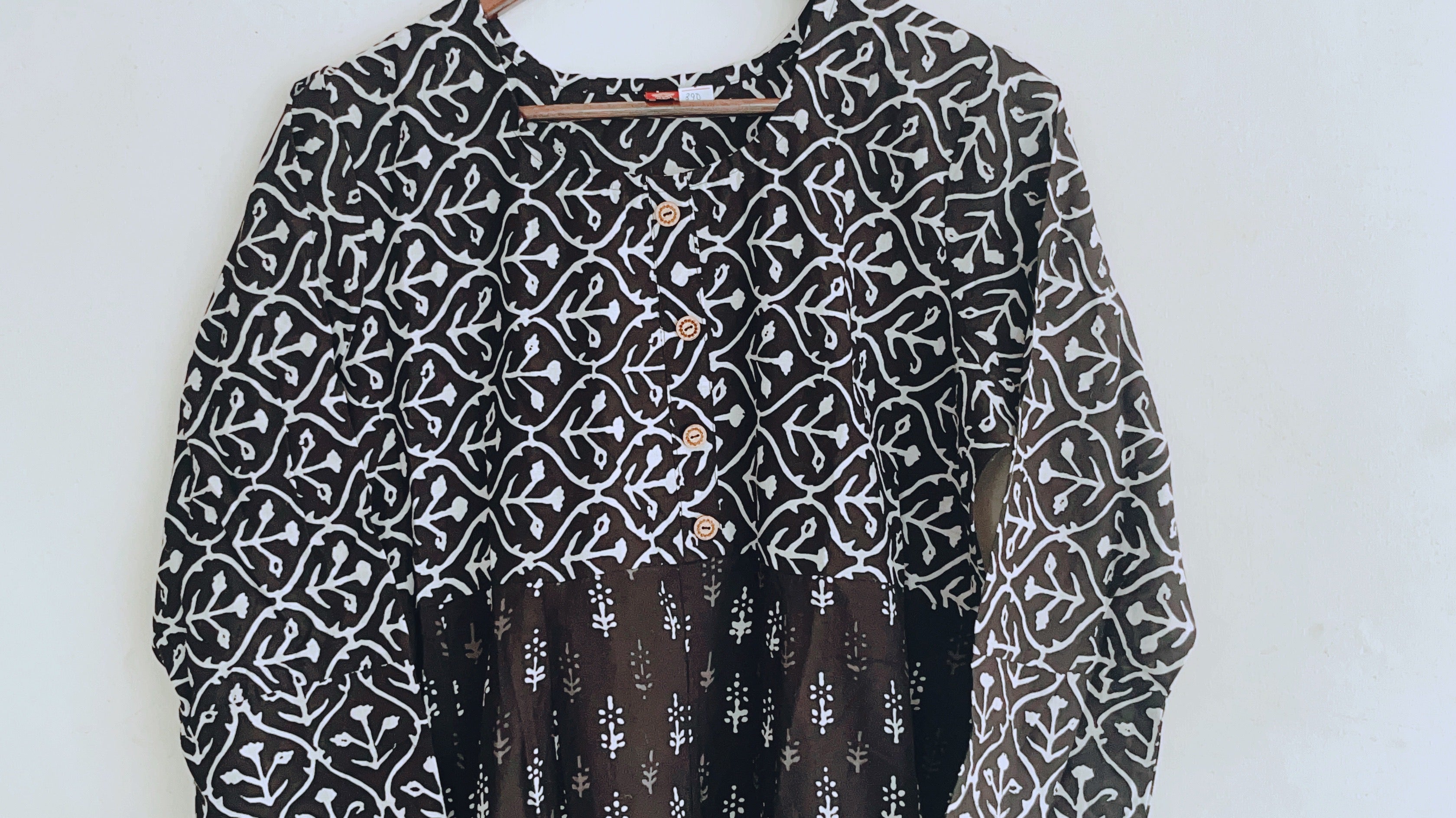 Black and White Anarkali Kurti