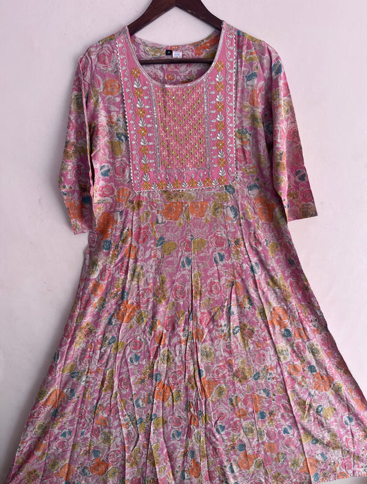 Baby pink Umbrella kurti