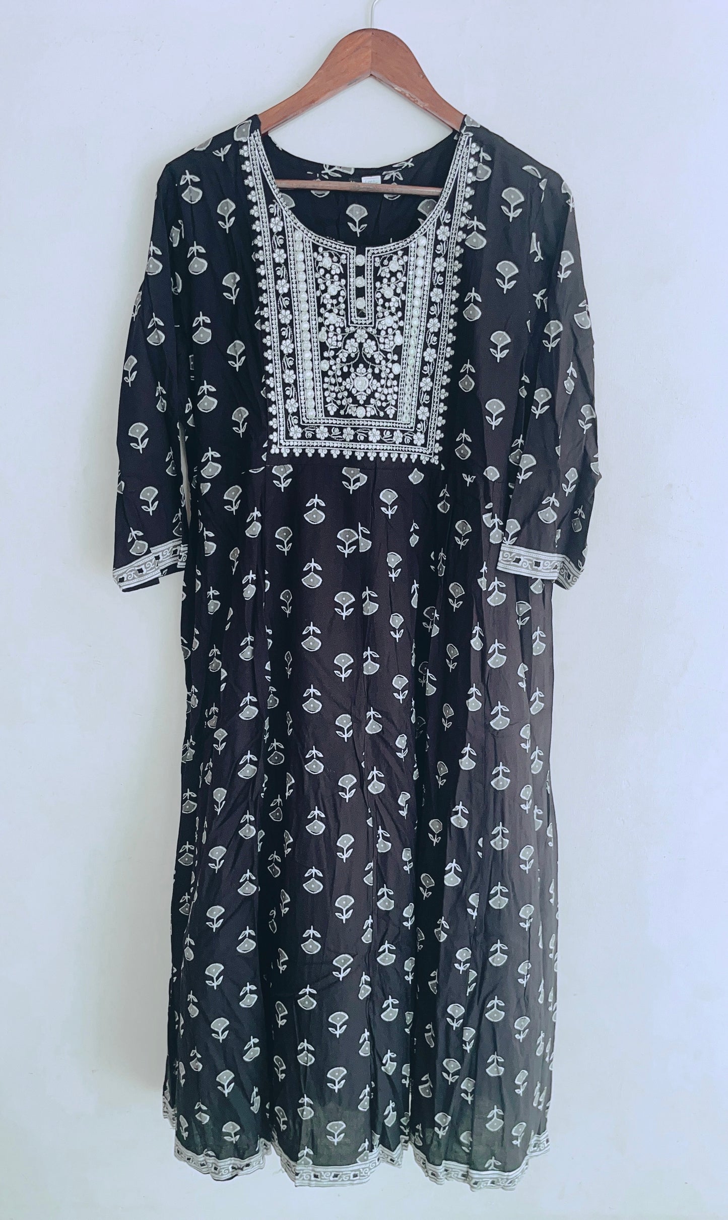 Pure black and white umbrella kurti