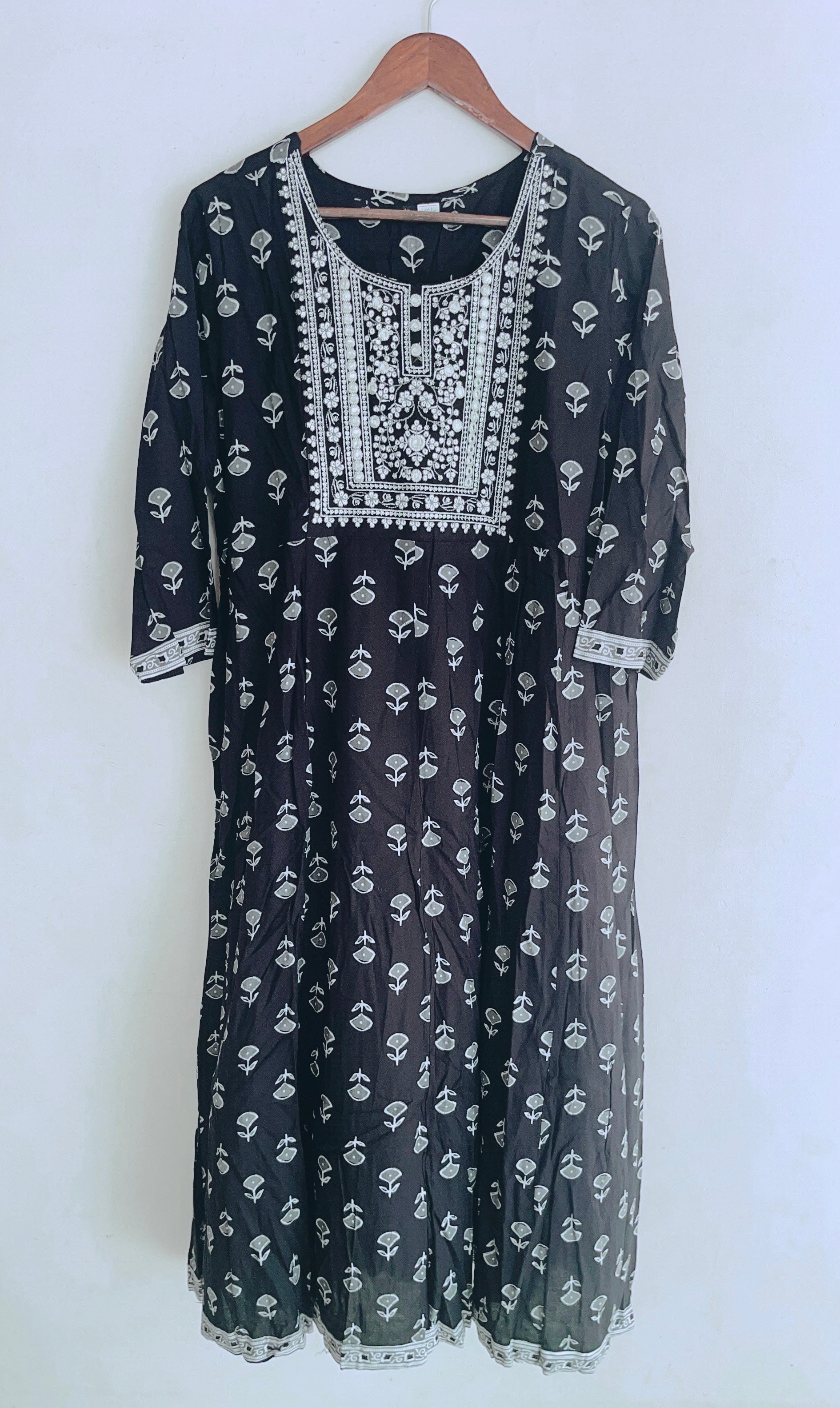 Pure black and white umbrella kurti