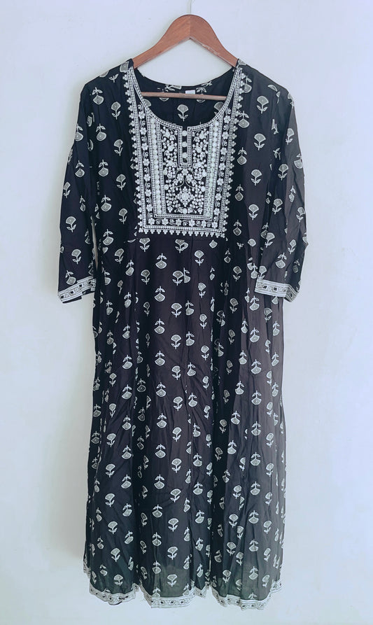 Pure black and white umbrella kurti